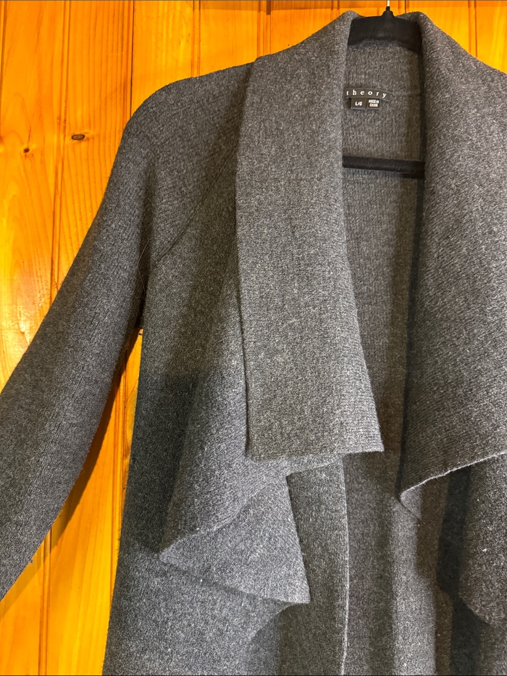 Theory Charcoal Gray Draped Open Cardigan - Picture 4 of 10